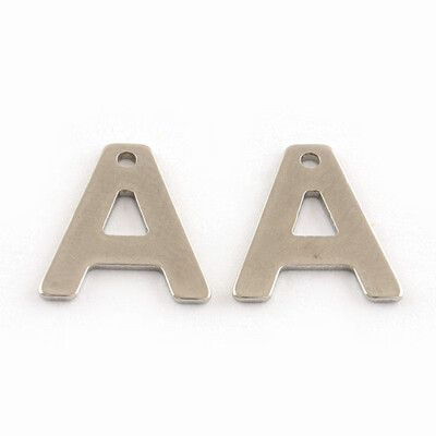 

304 Stainless Steel Letter Charms LetterA 11x10x05mm Hole 1mm