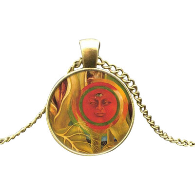 

Fri-da Kah-lo Gemstone Necklace Velvet Self Portrait Pattern Woman Jewelry Art Pendant
