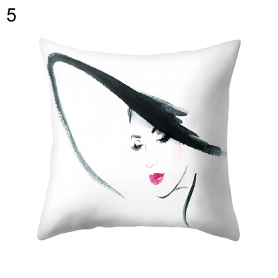 

Women Portrait Pillow Case Cushion Cover Sofa Bed Car Cafe Office Decoration