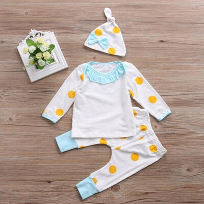 

UK Stock 3PCS Set Newborn Baby Girls Boy T-shirt Top Long Pants Outfits Clothes