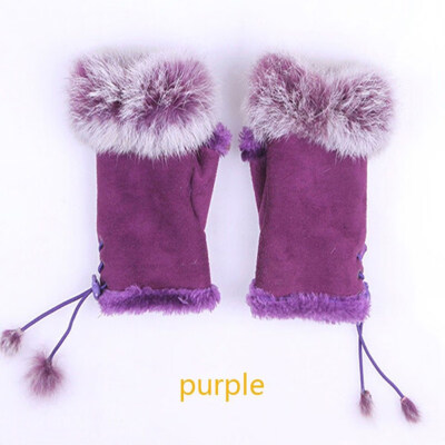 

Girls Women Winter Fashion Warm Faux Rabbit Fur Soft Fingerless Gloves Mitts