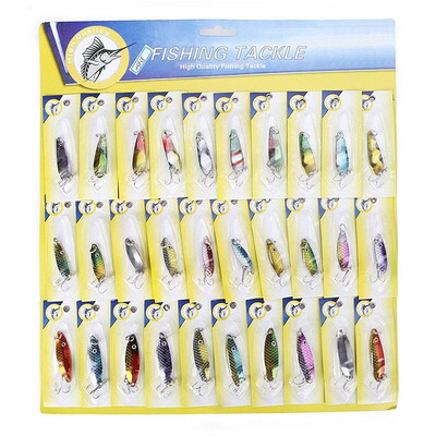 

30pcs Kinds of Assorted Spoon Fishing Lures Metal Hooks Baits Tackle