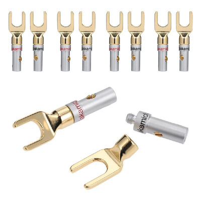 

Y Spade Speaker Plugs Red & Black Adapter Gold Plated&Silver Plated Left&Right Channels Audio Screw Fork Connector Adapter