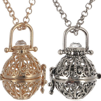 

Flower Aromatherapy Diffuser Necklace Essential Perfume Oil Locket Lava Stone US