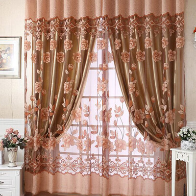 

Modern Floral Tulle Voile Window Screening Full Shading Window Curtain