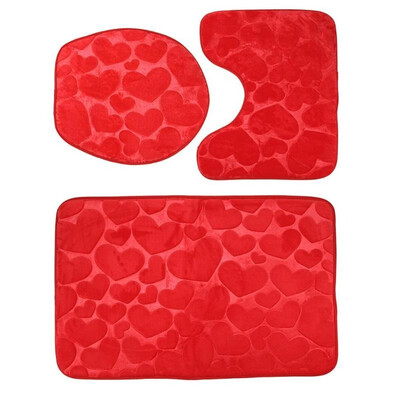 

3pcsSet Bathroom Mat Embossing Flannel Floor Cushion Toilet Seat Cover