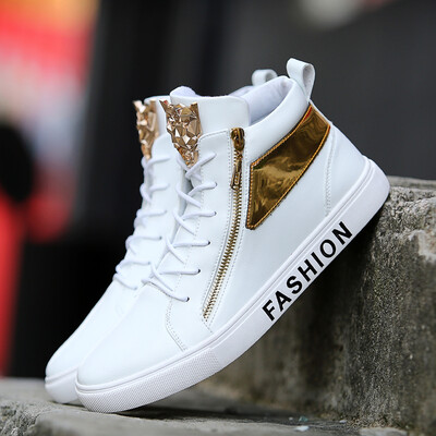 

White high-top shoes hip hop casual shoes wild white shoes Korean version of the trend increase male shoes summer tide shoes