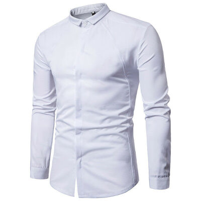 

Mens Luxury Slim Fit Casual Shirts Long Sleeve Formal Business Dress Shirt Tops