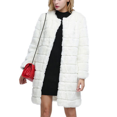 

Winter Coat Fashion Solid Cardigan Thick Warm Long Sleeve O-neck Jacket Women Faux Fur Furry Coat Outerwear Overcoat Plus Size