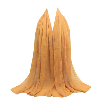 

Gobestart Fashion Pleated wrinkled cotton&linen Shawl Soft Muslim Scarf