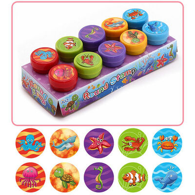 

10 Pcslot Assorted Funny Self-Inking Plastic Stampers Set for Kids Ink Stamps DIY Craft Party Favor Teacher Stamps Decor Tools