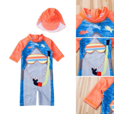 

UK Kids Boys Shark Swimsuit Swimwear UV Sun Protection Swimming Costume Outfits