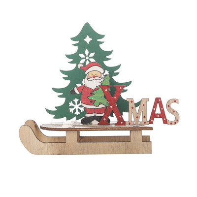 

New Hot DIY Assembly Wood Sled Crafts Christmas Pendants Wood Crafts Decoration Christmas Ornaments Party Home Decor Supplies