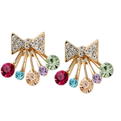 

2019 Fashion Women Diamond-studded Colored Star Butterfly Crown Earrings