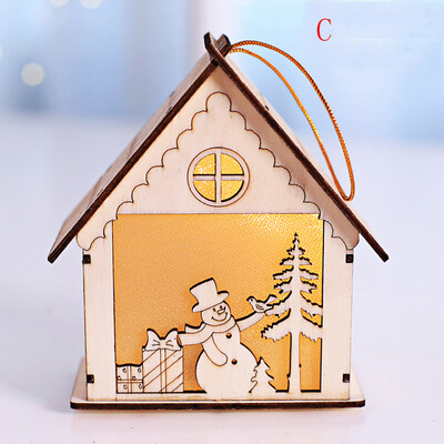 

〖Follure〗Christmas Decorations Led Luminous Cabins Pendant Christmas Table Ornaments