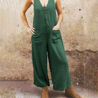 

Starmoon Women Fashion V-neck Casual Camisole Solid High Waist Summer Long Jumpsuit