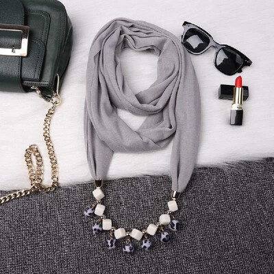 

Fashionable Elegant Pendant Scarf Necklace Bohemia Polyester Scarves Pendants Jewelry Foulard Female Accessories For Women Multico