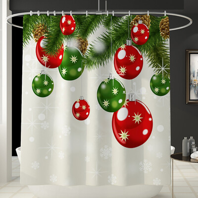 

Siaonvr Santa Christmas Print Toilet Bathroom Mat And Shower Curtain Four-Piece Set