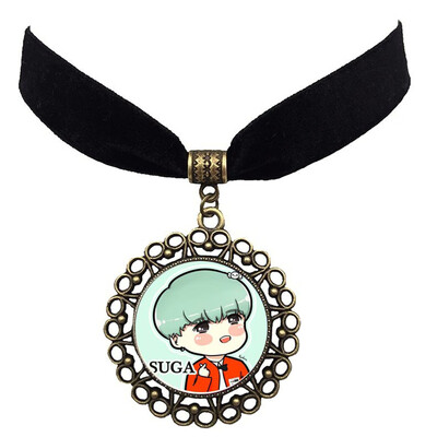 

BTS Bangtan Boys Fashion Sexy Vintage Black Necklace Kpop Pendant Choker Necklace