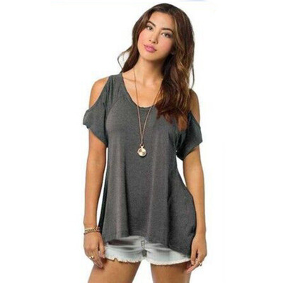 

Summer Women Off Shoulder Shirt Casual Loose T-shirts Soft Cotton Tops