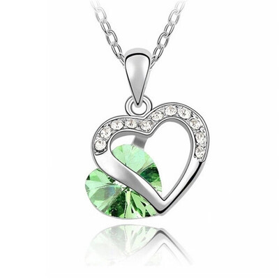 

HHYDE 9 Colors Fashion Crystal Pendant Necklaces CZ Heart Chains Necklaces Women Jewelry Coeur Necklaces