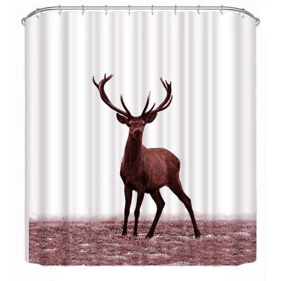 

Deer Pattern 3D Printed Waterproof Polyester Shower Curtain Bath Curtain