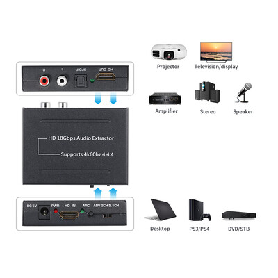

Audio Extractor 4k 60Hz HD Audio Extractor 18Gbps Audio Splitter