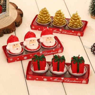 

3Pcs Handmade Smokeless Candle Tea Light Flickering Christmas Celebration UK