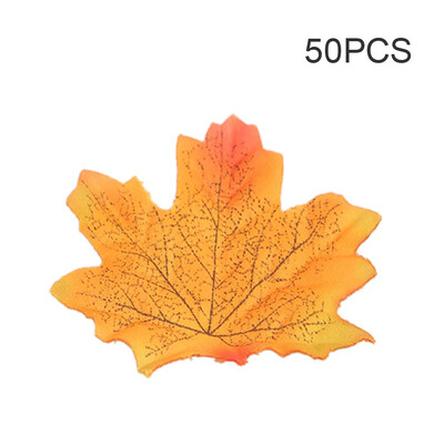 

50Pcs Simulation Plant Photo Shoot Props Fake Silk Autumn Maple Leaves Artificial Fall Leaf Table Door Fall Wedding Party Birthday