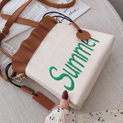 

Summer women 2019 new Korean leisure Joker bucket bag fashion foreign style straw shoulder Messenger bag