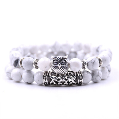 

Natural Stone Owl Bracelets Bangles Charm Bracelet Set For Women Men Bracelet Jewelry