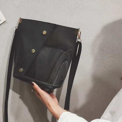 

Tailored Womens Fashion Handbag Rivet Diagonal Package Translucent Shoulder Bag