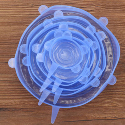 

New 6PCS Silicone Bowl Cover Reusable Wrap Pot Lid Food Fresh Protector Cap