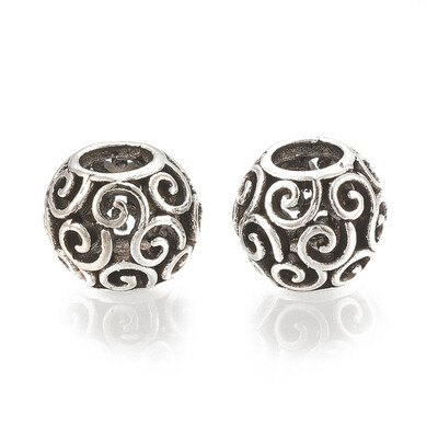 

Alloy European Beads Large Hole Beads Hollow Rondelle Antique Silver 115x95mm Hole 5mm