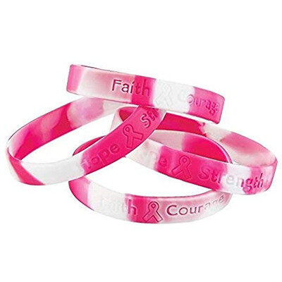 

1Pc Breast Cancer Awareness Bracelets Pink Ribbon Silicone Bracelets For Unisex Women Men