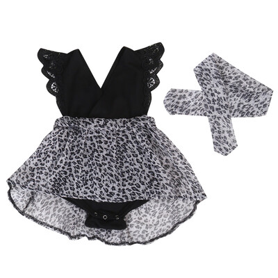 

Newborn Toddler Baby Kids Girls Leopard Romper Skirt Party Pageant Tutu Dress