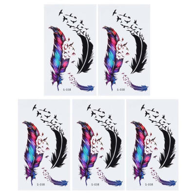 

5pcs Feather Pattern Temporary Tattoos Stickers Waterproof Arm Art Decals