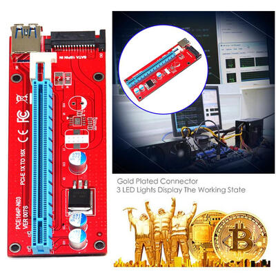 

USB 30 164P PCI-E Express 1x to 16x Extender Riser Card 6Pin SATA Mining