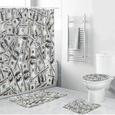 

〖Follure〗4PCS Non Slip Toilet Polyester Cover Mat Set Bathroom Shower Curtain