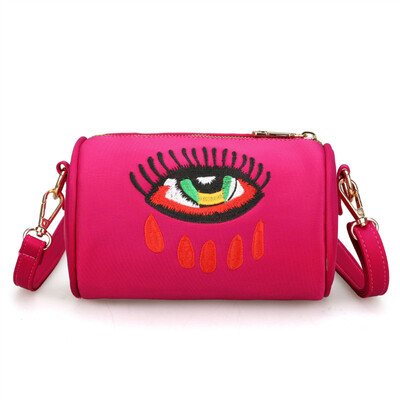 

Recreational Cylinder Bag Personality Fashion Baituan Inclined Bag Embroidery Small Round Bag Portable Mini Cloth Bag