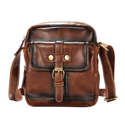 

Retro shoulder bag mens bag fashion Messenger bag leather casual backpack Korean mens bag