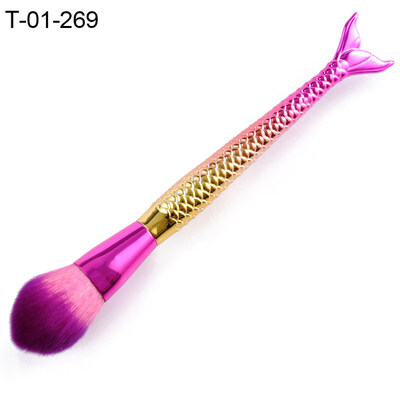 

Mermaid Fish Tail Handle Soft Nylon Hair Flat Round Fan Head Powder Makeup Brush