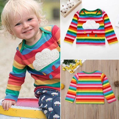 

Baby Kids Girls Long Sleeve Sweater Blouse Rainbow T Shirt Jumper Pullover Tops
