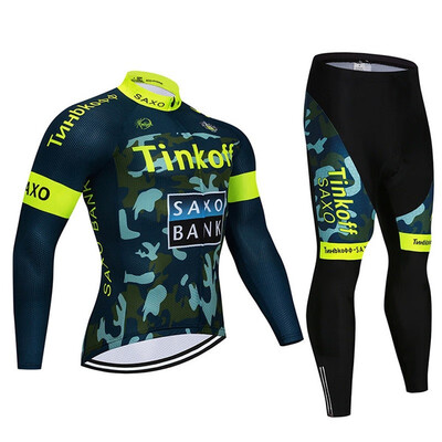 

Cycling jersey 2018 pro team Tinkoff winter thermal fleece bicycle clothing set ropa ciclismo invierno bike jersey bib pants kit
