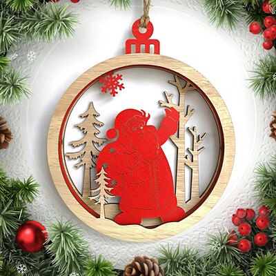 

〖Follure〗1Pcs Wooden Snowman Deer Letter Old Man Xmas Wedding Tree Hanging Ornament Decor