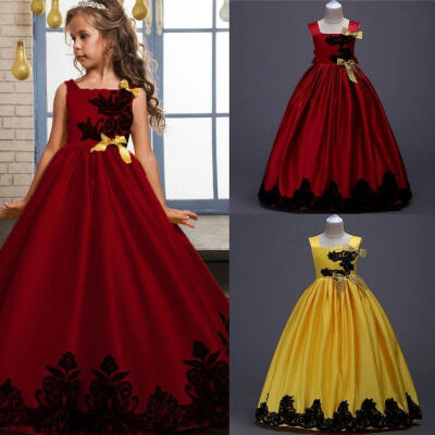 

Flower Girls Kid Lace Satin Xmas Bridesmaid Wedding Pageant Formal Party Dresses