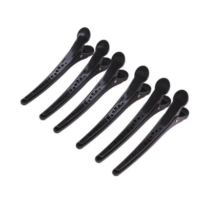 

6pcsSet Black Salon Positioning Hairpin Long Duckbill Clip Partition Tool