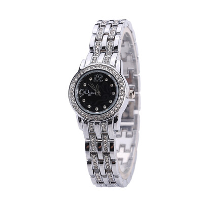 

Hot alloy set ladies double row drill bracelet watch