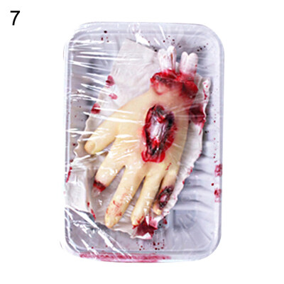 

Realistic Bloody Hand Foot Body Part Plate Halloween Decor Party Prank Props