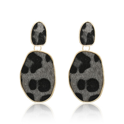 

Geometric Round Square Drop Earrings Women Leopard Print Long Dangle Earrings Bohemia Fashion jewelry